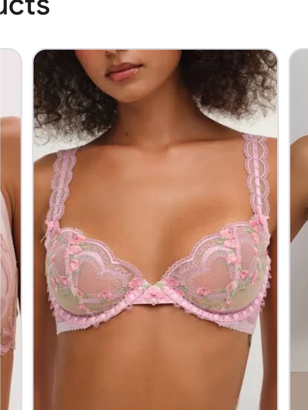 For Love And Lemons Blush Pink Sheer Floral Underwire Bra